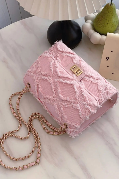 'Kehlani' Textured Denim Crossbody Bag - Celes Fashion